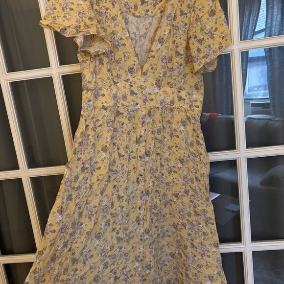 Auguste The Label Floral Yellow Dress - Size US 10 - Picture 3 of 4
